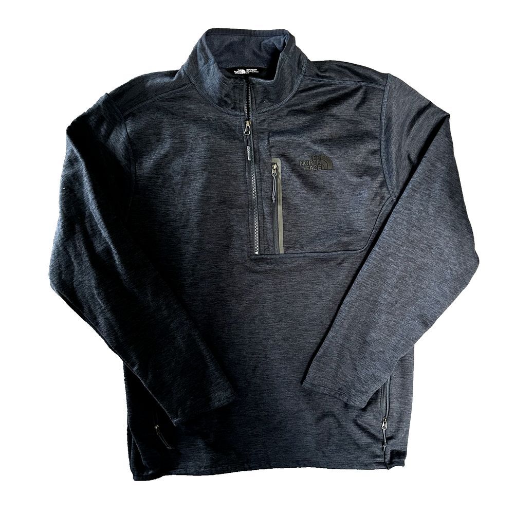 North Face 1/2‎ Zip Jacket Mens L Gray Fleece Hiking Mid Layer